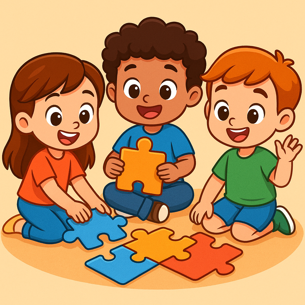 Kids solving activity sheets