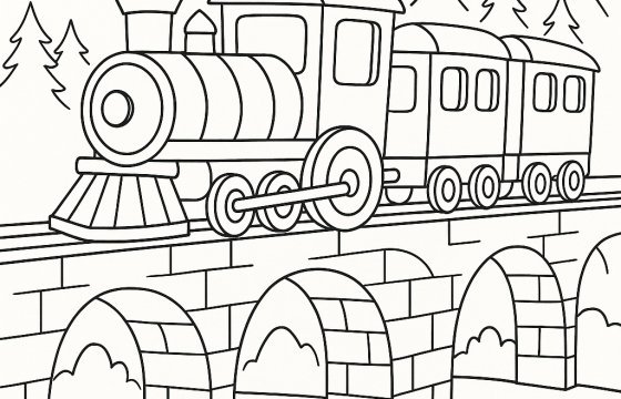 Steam Train On Bridge